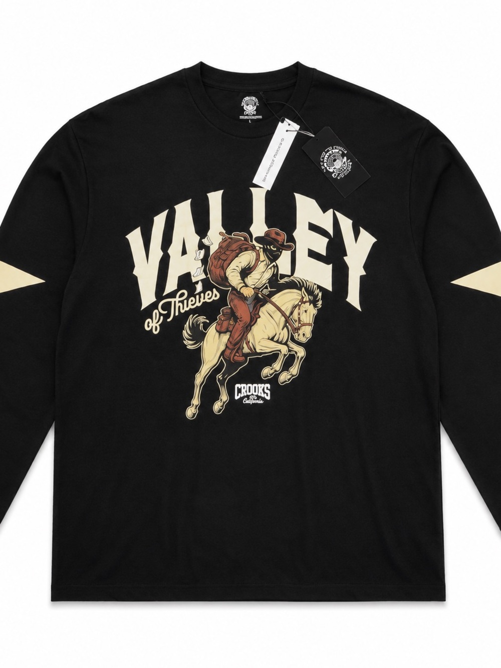 Crooks & Castles Black Long Sleeve 'Valley' Western Graphic Tee